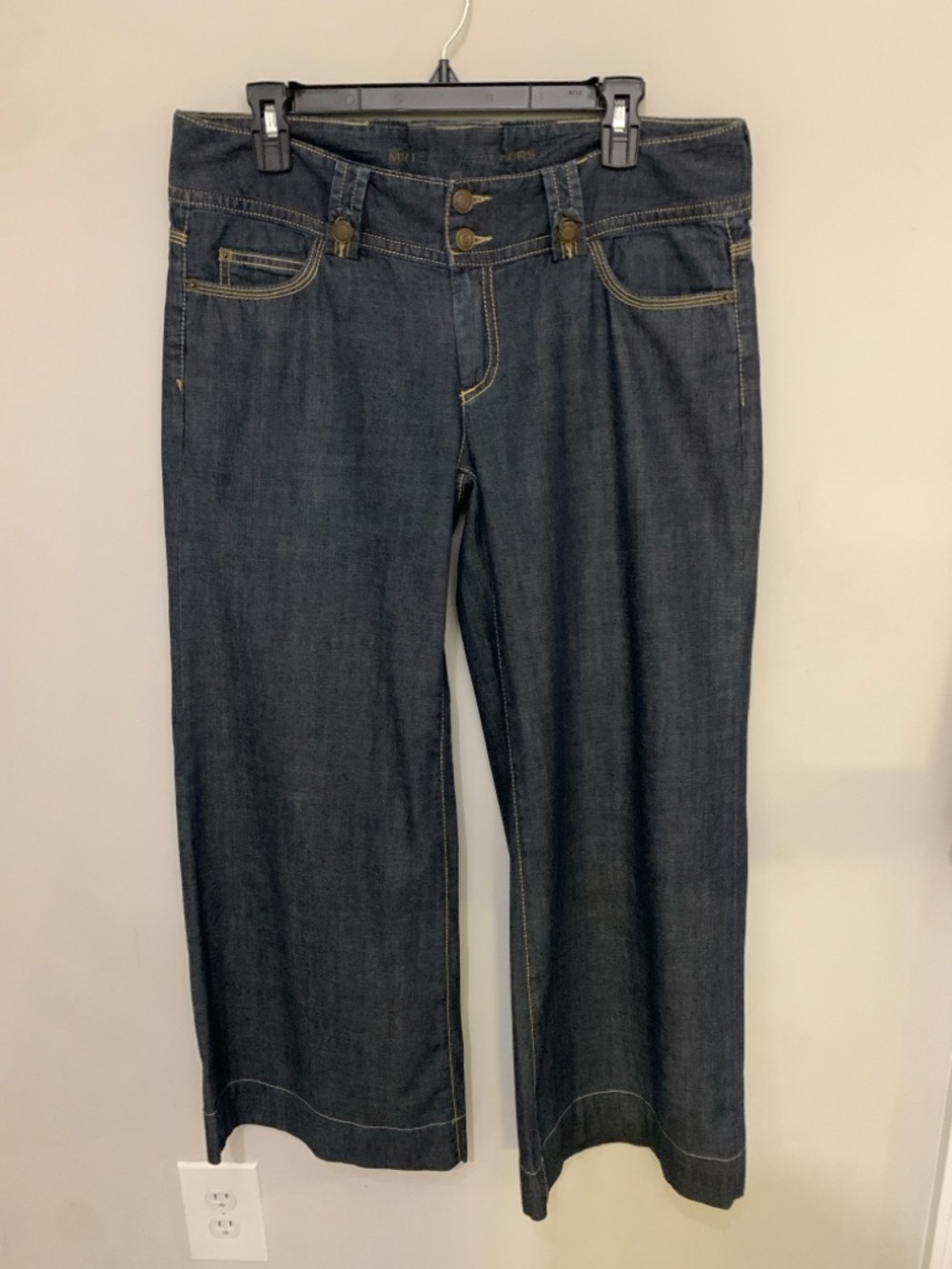 Michael Kors Dark Blue Wide-Leg Jeans with Contrast Stitching